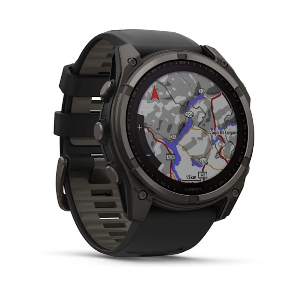 Garmin Fenix 8, 51 мм, Solar, Sapphire Carbon Gray DLC Titanium with Black/Pebble Gray Silicone Garmin Fenix 8, 51 мм, Solar, Sapphire Carbon Gray DLC Titanium with Black/Pebble Gray Silicone