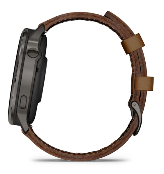 Garmin VENU 4 45 mm, Slate with Black Silicone Band and Brown Leather Band