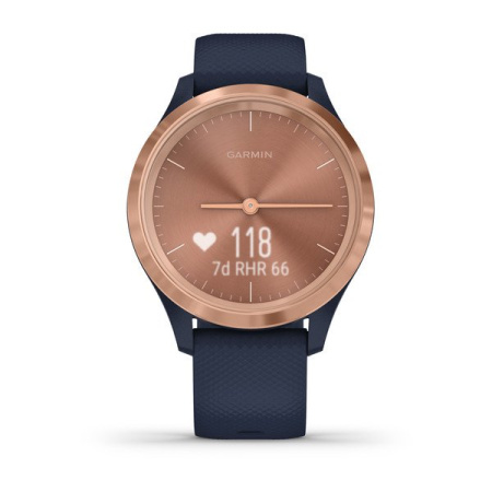 Garmin VIVOMOVE 3S розовое золото циферблат с темно-синим ремешком Garmin VIVOMOVE 3S розовое золото циферблат с темно-синим ремешком