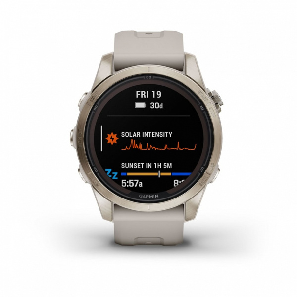 Garmin  FENIX 7S PRO Sapphire Solar золотистый корпус со светло-песочным ремешком Garmin  FENIX 7S PRO Sapphire Solar золотистый корпус со светло-песочным ремешком