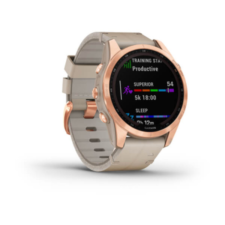Garmin FENIX 7S Sapphire Solar титановый цвета розовое золото с песчаным кожаным ремешком Garmin FENIX 7S Sapphire Solar титановый цвета розовое золото с песчаным кожаным ремешком