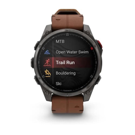 Garmin FENIX 8 Pro – 47 mm, AMOLED Sapphire, Carbon grey DLC titanium with Chestnut leather band