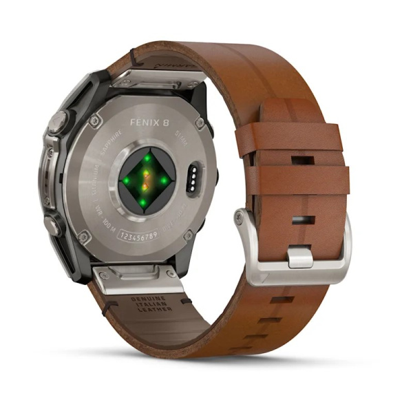 Garmin Fenix 8, 51 мм, AMOLED, Sapphire bare Titanium, black кожаный ремешок Garmin Fenix 8, 51 мм, AMOLED, Sapphire bare Titanium, black кожаный ремешок