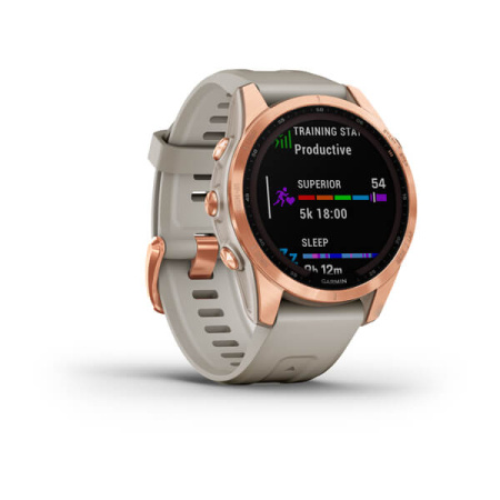 Garmin FENIX 7S Solar цвета розовое золото с песочным силиконовым ремешком Garmin FENIX 7S Solar цвета розовое золото с песочным силиконовым ремешком
