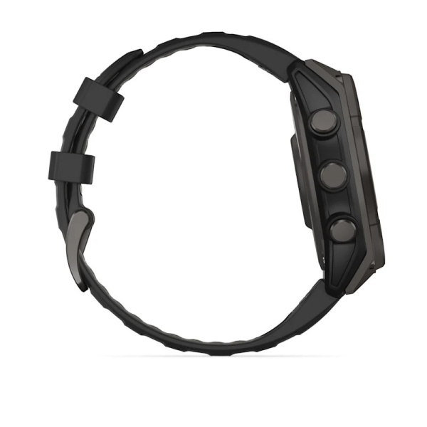 Garmin Fenix 8, 47 мм, Solar, Sapphire Carbon Gray DLC Titanium with Black/Pebble Gray силиконовый ремешок Garmin Fenix 8, 47 мм, Solar, Sapphire Carbon Gray DLC Titanium with Black/Pebble Gray силиконовый ремешок