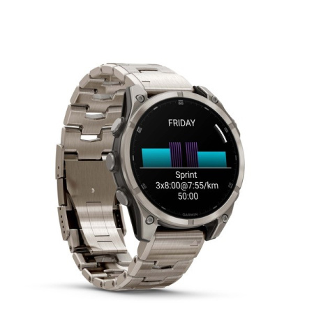 Garmin Fenix 8, 47 мм, AMOLED, Sapphire bare Titanium, graphite титановый браслет