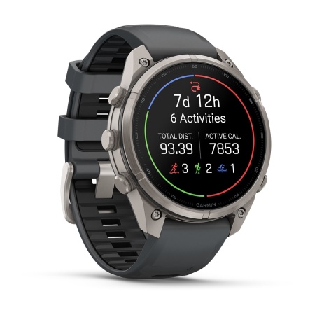 Часы Garmin Fenix 9 Pro - 47 мм, титановый, черный силиконовый ремешок