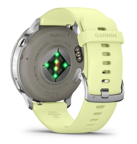 Garmin VENU 4  45 mm, Silver with Citron Silicone band Garmin VENU 4  45 mm, Silver with Citron Silicone band