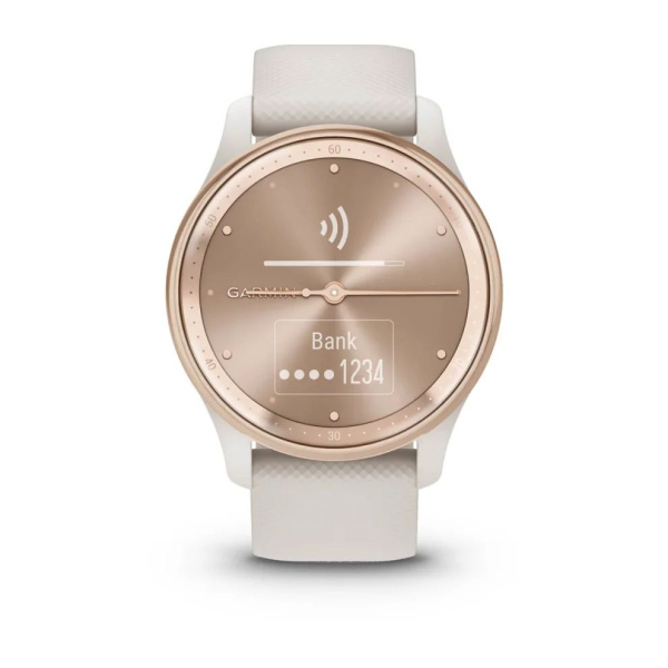 Garmin VIVOMOVE TREND с безелем персикового цвета с корпусом цвета слоновой кости и силиконовым ремешком Garmin VIVOMOVE TREND с безелем персикового цвета с корпусом цвета слоновой кости и силиконовым ремешком