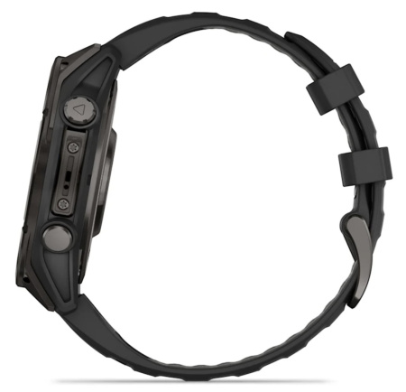 Garmin Fenix 8, 47 мм, AMOLED, Sapphire Carbon Gray DLC Titanium with Black/Pebble Gray силиконовый браслет