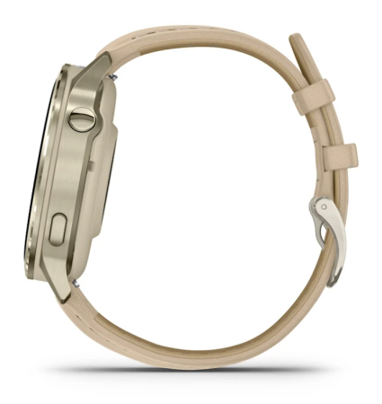 Garmin VENU 4 41 мм, Lunar Gold with Bоne Silicone Band, Light Sand Leather Band