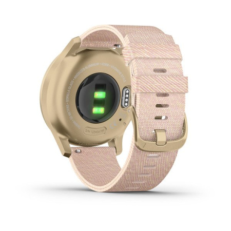 Garmin  VIVOMOVE STYLE светло-золотистый с плетеным нейлоновым розовым ремешком Garmin  VIVOMOVE STYLE светло-золотистый с плетеным нейлоновым розовым ремешком