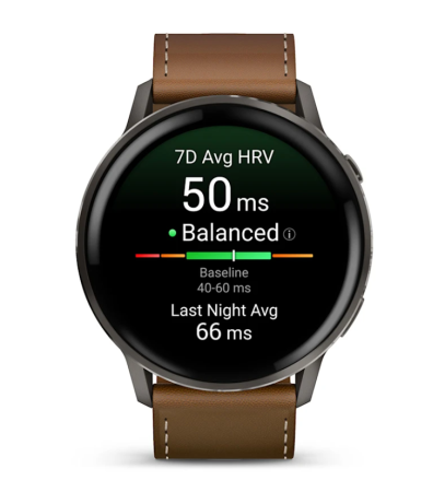 Garmin VENU 4 45 mm, Slate with Black Silicone Band and Brown Leather Band