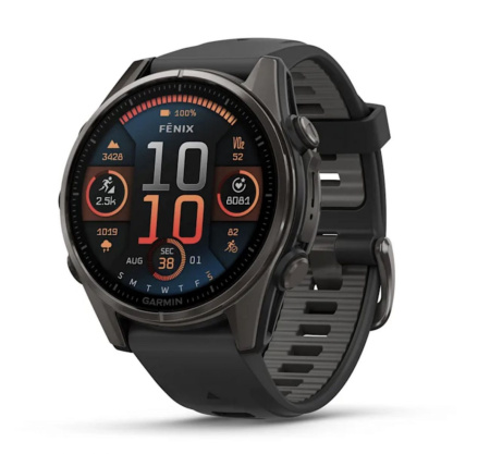 Garmin FENIX 8, 43 мм, AMOLED, Sapphire Carbon Gray DLC Titanium with black/pebble gray силиконовый ремешок Garmin FENIX 8, 43 мм, AMOLED, Sapphire Carbon Gray DLC Titanium with black/pebble gray силиконовый ремешок