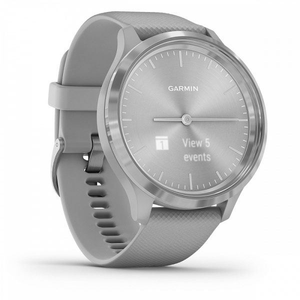 Garmin VIVOMOVE 3 серебристые с серым силиконовым ремешком Garmin VIVOMOVE 3 серебристые с серым силиконовым ремешком