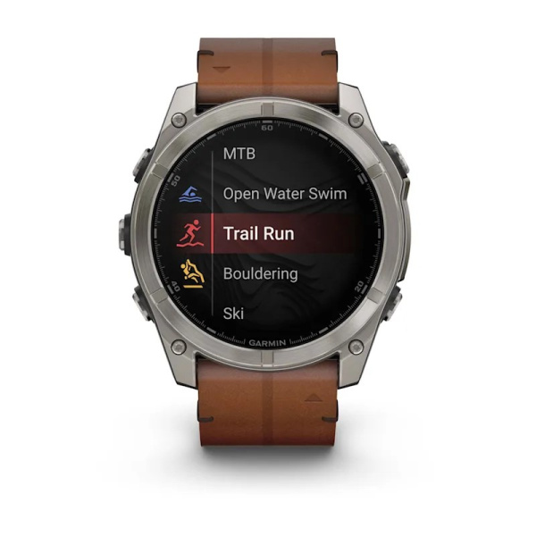 Garmin Fenix 8, 51 мм, AMOLED, Sapphire bare Titanium, black кожаный ремешок Garmin Fenix 8, 51 мм, AMOLED, Sapphire bare Titanium, black кожаный ремешок