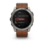 Garmin Fenix 8, 51 мм, AMOLED, Sapphire bare Titanium, black кожаный ремешок