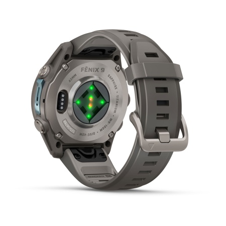 Часы Garmin Fenix 9 - 43 мм, титановый, пепельно-серый силиконовый ремешок