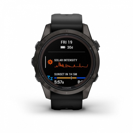 Garmin  FENIX 7S PRO Sapphire Solar титановый угольно-серый DLC с силиконовым ремешком