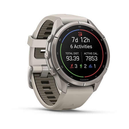 Часы Garmin Fenix 9 Pro - 43 мм, титановый, туманно-серый/темный песчаник силиконовый ремешок