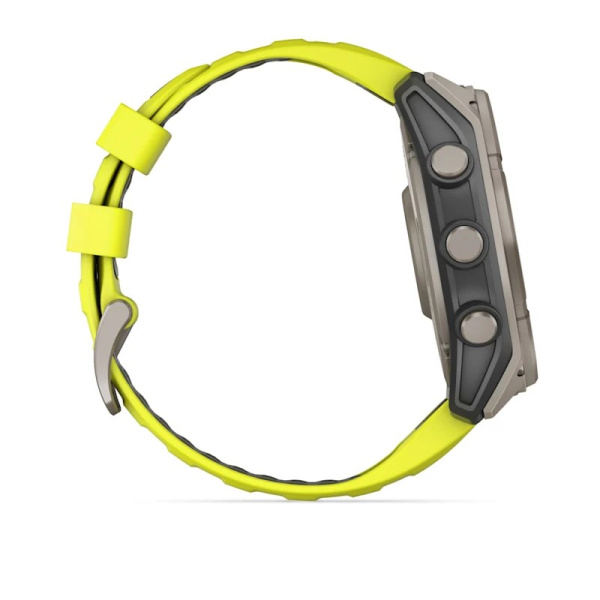Garmin Fenix 8, 51 мм, Solar, Sapphire Titanium with AMP yellow/graphite силиконовый ремешок Garmin Fenix 8, 51 мм, Solar, Sapphire Titanium with AMP yellow/graphite силиконовый ремешок