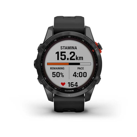 Garmin FENIX 7S Solar серый с черным силиконовым ремешком