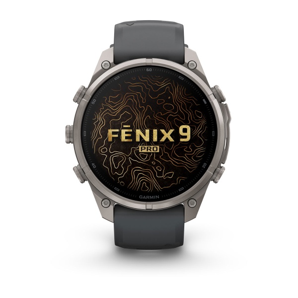 Часы Garmin Fenix 9 Pro - 47 мм, титановый, черный силиконовый ремешок