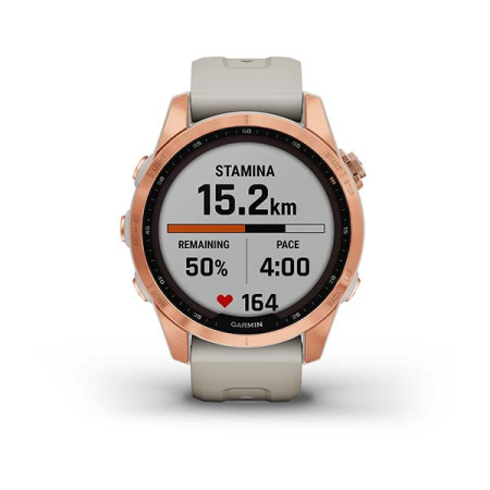 Garmin FENIX 7S Solar цвета розовое золото с песочным силиконовым ремешком Garmin FENIX 7S Solar цвета розовое золото с песочным силиконовым ремешком