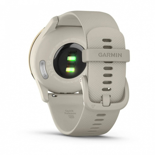 Garmin VIVOMOVE TREND с безелем цвета кремового золота из нержавеющей стали с серым корпусом и силиконовым ремешком Garmin VIVOMOVE TREND с безелем цвета кремового золота из нержавеющей стали с серым корпусом и силиконовым ремешком
