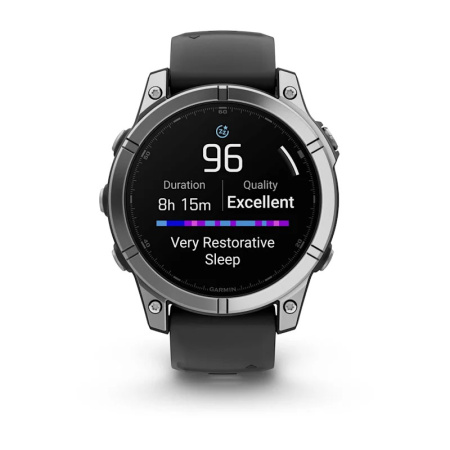Garmin Fenix E, 47 мм, Amoled, Stainless Steel с черным силиконовым ремешком