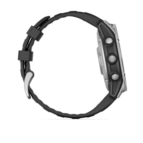 Garmin Fenix E, 47 мм, Amoled, Stainless Steel с черным силиконовым ремешком Garmin Fenix E, 47 мм, Amoled, Stainless Steel с черным силиконовым ремешком