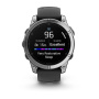 Garmin Fenix E, 47 мм, Amoled, Stainless Steel с черным силиконовым ремешком