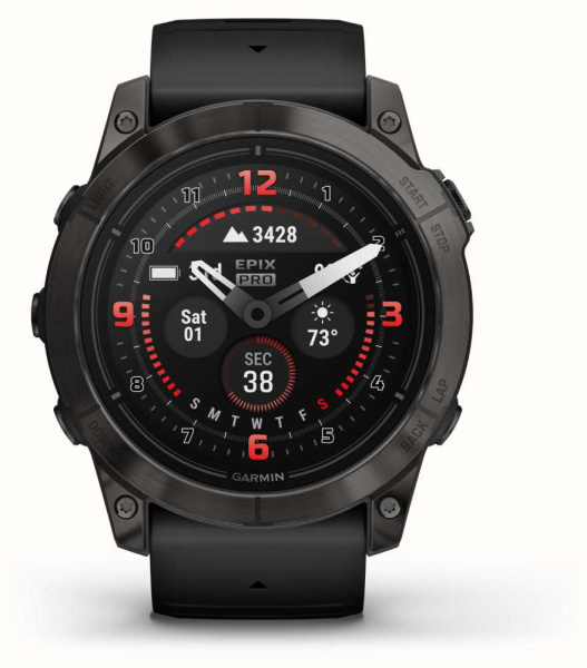 Garmin EPIX Pro (Gen 2) Sapphire Edition 51 мм,, титановый угольно-серый, DLC, черный силиконовый ремешок Garmin EPIX Pro (Gen 2) Sapphire Edition 51 мм,, титановый угольно-серый, DLC, черный силиконовый ремешок