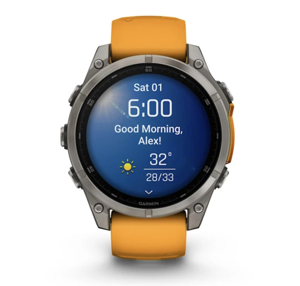 Garmin Fenix 8, 51 мм, AMOLED, Sapphire Titanium with spark orange/graphite силиконовый ремешок Garmin Fenix 8, 51 мм, AMOLED, Sapphire Titanium with spark orange/graphite силиконовый ремешок