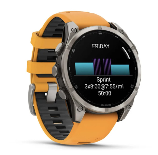 Garmin Fenix 8, 51 мм, AMOLED, Sapphire Titanium with spark orange/graphite силиконовый ремешок Garmin Fenix 8, 51 мм, AMOLED, Sapphire Titanium with spark orange/graphite силиконовый ремешок
