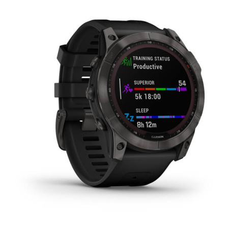 Garmin FENIX 7X Sapphire Solar титановый угольно-серый DLC с силиконовым ремешком Garmin FENIX 7X Sapphire Solar титановый угольно-серый DLC с силиконовым ремешком