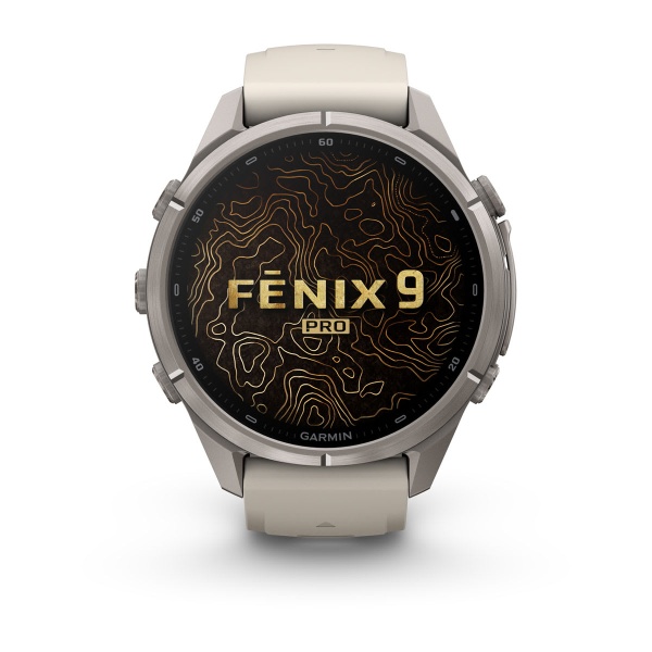 Часы Garmin Fenix 9 Pro - 43 мм, титановый, туманно-серый/темный песчаник силиконовый ремешок