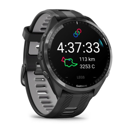 Garmin  FORERUNNER 965 черные, темно-серый DLC титановый безель, с черным ремешком