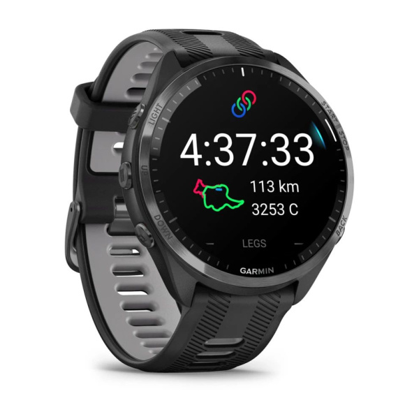 Garmin  FORERUNNER 965 черные, темно-серый DLC титановый безель, с черным ремешком Garmin  FORERUNNER 965 черные, темно-серый DLC титановый безель, с черным ремешком