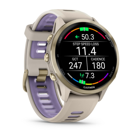 Garmin FORERUNNER 970 серые, золотистый титановый безель, с серым/индиго ремешком