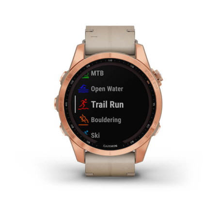 Garmin FENIX 7S Sapphire Solar титановый цвета розовое золото с песчаным кожаным ремешком Garmin FENIX 7S Sapphire Solar титановый цвета розовое золото с песчаным кожаным ремешком