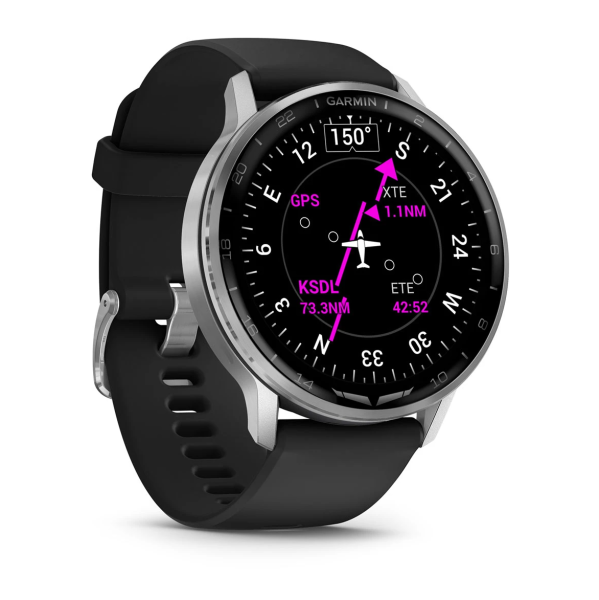 Garmin D2 Air X15 Silver with Black Silicone Band