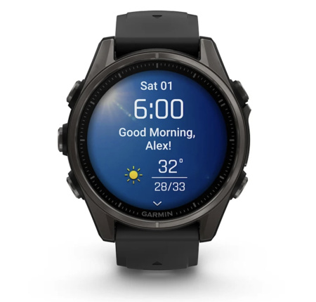 Garmin FENIX 8, 43 мм, AMOLED, Sapphire Carbon Gray DLC Titanium with black/pebble gray силиконовый ремешок Garmin FENIX 8, 43 мм, AMOLED, Sapphire Carbon Gray DLC Titanium with black/pebble gray силиконовый ремешок
