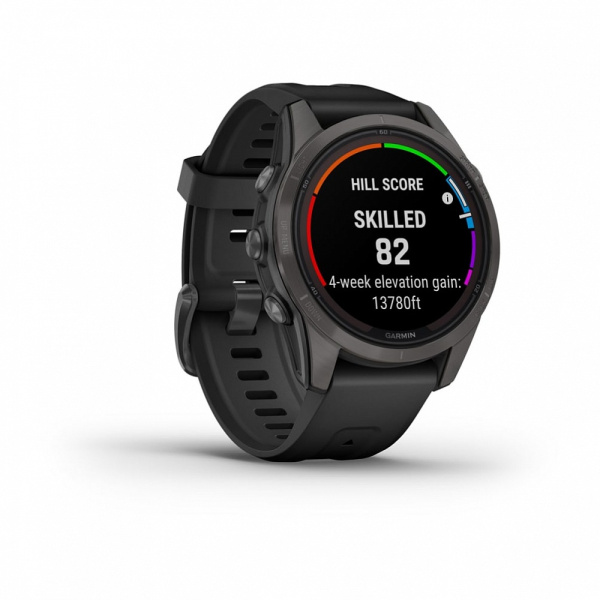 Garmin  FENIX 7S PRO Sapphire Solar титановый угольно-серый DLC с силиконовым ремешком Garmin  FENIX 7S PRO Sapphire Solar титановый угольно-серый DLC с силиконовым ремешком
