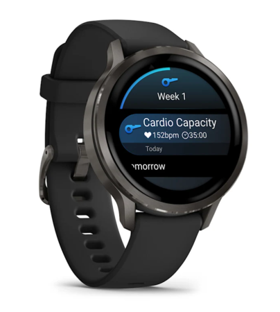 Garmin VENU 4 41 mm, Slate with Black Silicone Band
