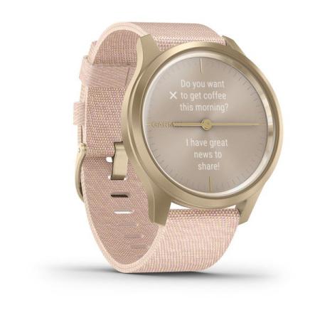 Garmin  VIVOMOVE STYLE светло-золотистый с плетеным нейлоновым розовым ремешком Garmin  VIVOMOVE STYLE светло-золотистый с плетеным нейлоновым розовым ремешком