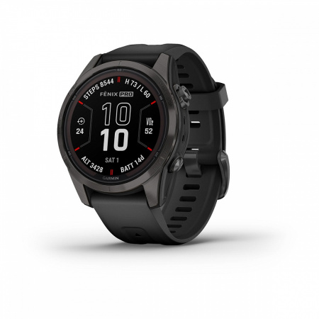 Garmin  FENIX 7S PRO Sapphire Solar титановый угольно-серый DLC с силиконовым ремешком