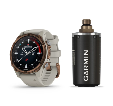 Garmin DESCENT MK3i Бронзовый PVD-титан с французской серой силиконовым ремешком и приемопередатчиком Descent T2