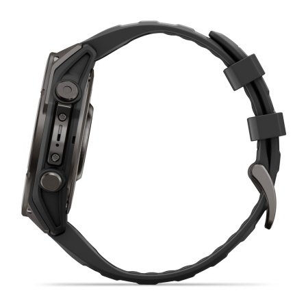 Часы Garmin Fenix 9 - 47 мм, титановый, угольно-серый DLC, черный силиконовый ремешок