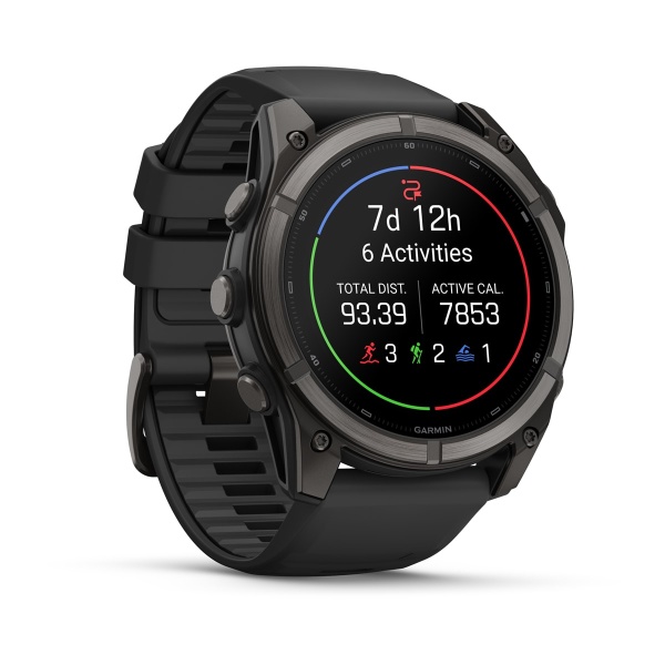 Часы Garmin Fenix 9 - 51 мм, титановый, угольно-серый DLC, черный силиконовый ремешок